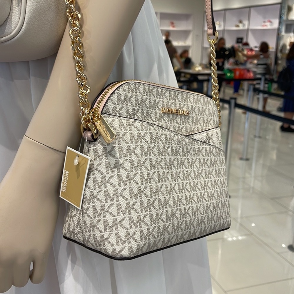 MICHAEL KORS Jet Set Medium Logo Dome Satchel Crossbody 
Powder Blush 
NWT - Picture 2 of 16